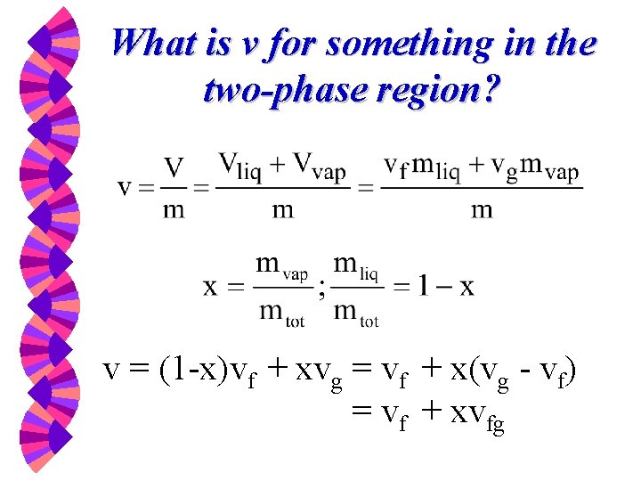 What is v for something in the two-phase region? v = (1 -x)vf +