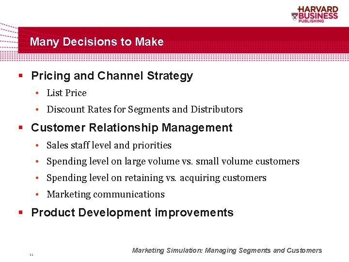 Many Decisions to Make § Pricing and Channel Strategy • List Price • Discount