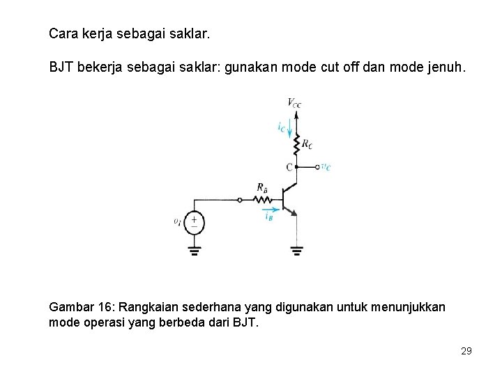 Cara kerja sebagai saklar. BJT bekerja sebagai saklar: gunakan mode cut off dan mode