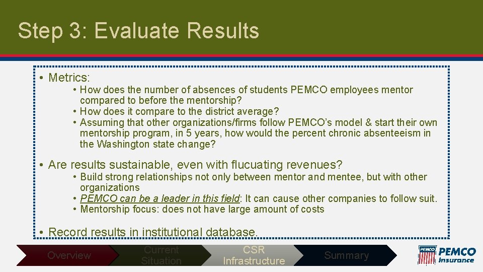 Step 3: Evaluate Results • Metrics: • How does the number of absences of