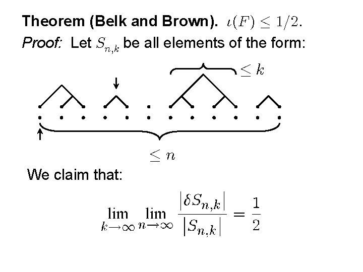 Theorem (Belk and Brown). . Proof: Let be all elements of the form: We