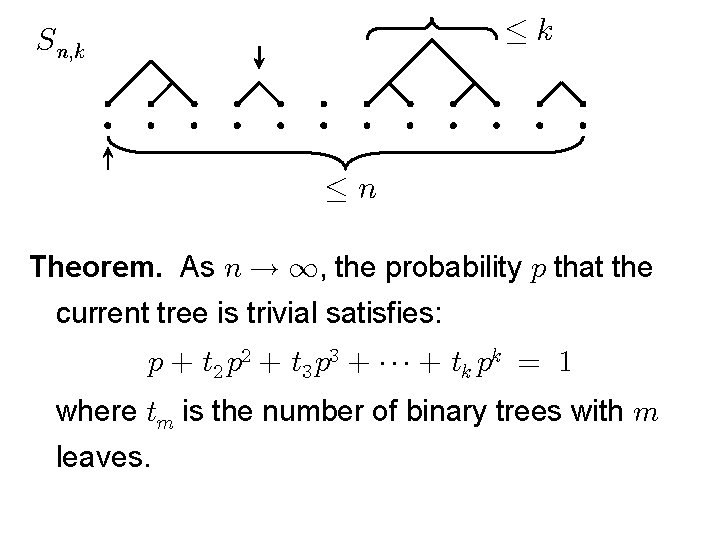  Theorem. As , the probability that the current tree is trivial satisfies: where