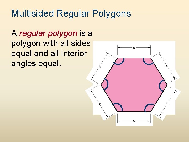 Multisided Regular Polygons A regular polygon is a polygon with all sides equal and