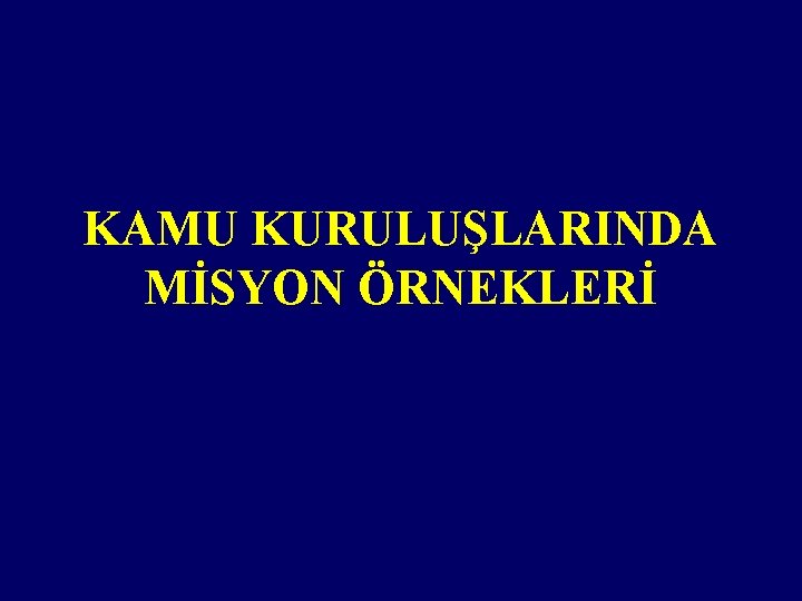 KAMU KURULUŞLARINDA MİSYON ÖRNEKLERİ 