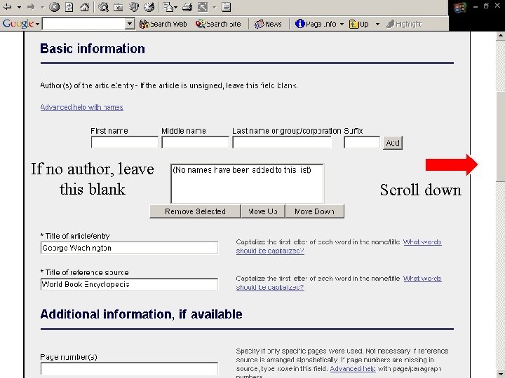 If no author, leave this blank Scroll down 