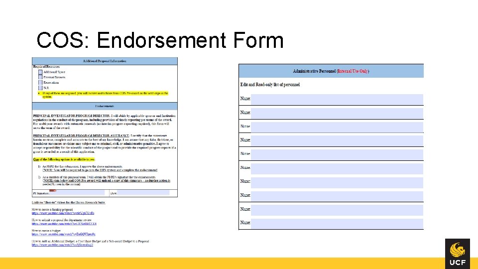 COS: Endorsement Form 