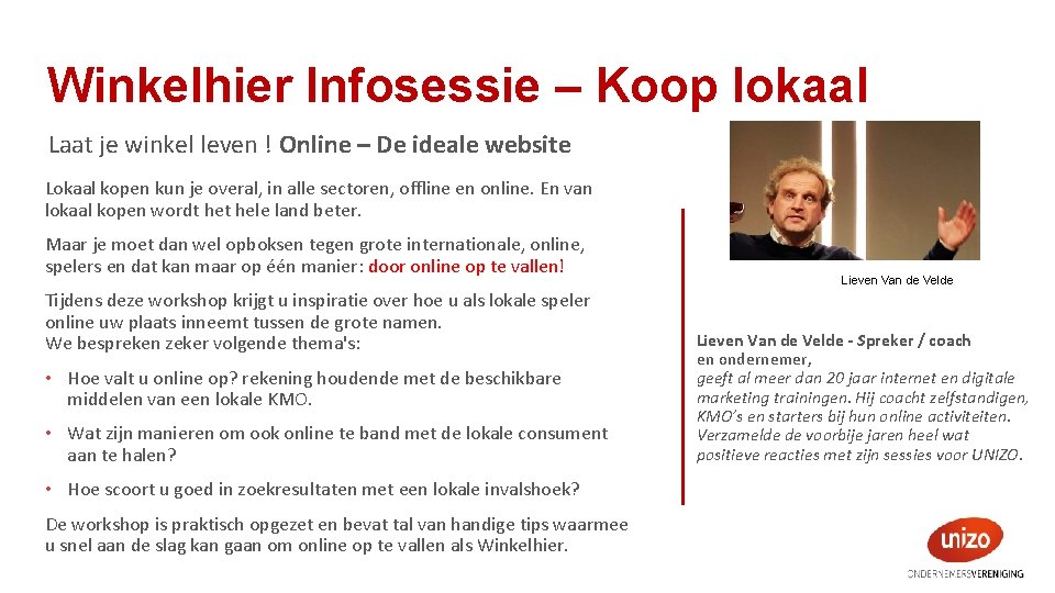 Winkelhier Infosessie – Koop lokaal Laat je winkel leven ! Online – De ideale