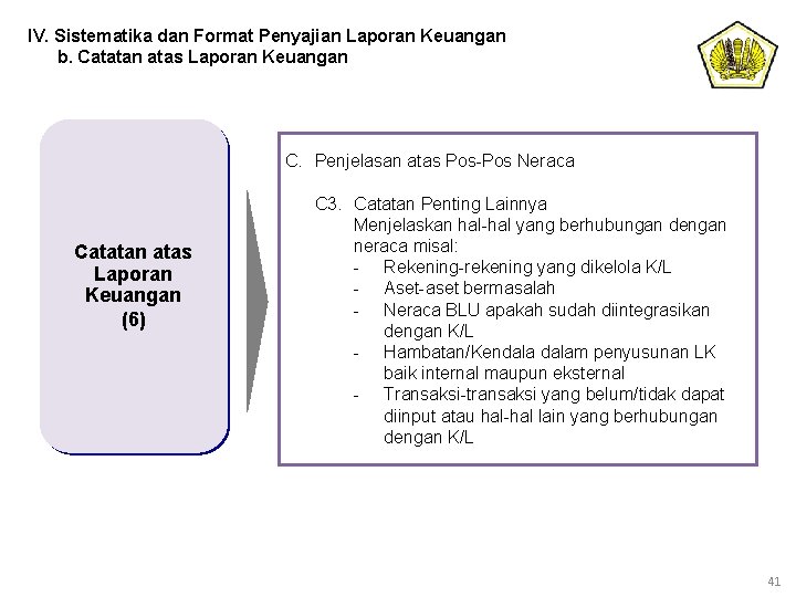 IV. Sistematika dan Format Penyajian Laporan Keuangan b. Catatan atas Laporan Keuangan C. Penjelasan