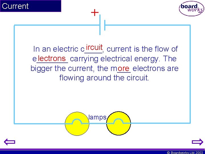Current ircuit current is the flow of In an electric c____, lectrons carrying electrical