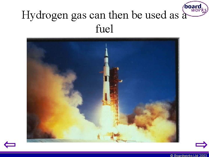 Hydrogen gas can then be used as a fuel © Boardworks Ltd 2003 