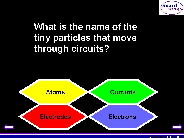 What is the name of the tiny particles that move through circuits? Atoms Currants