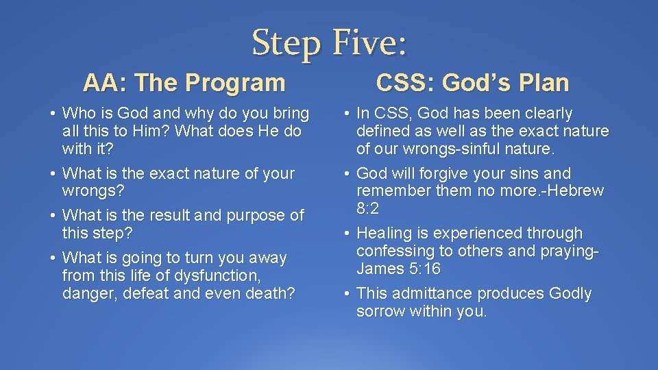 Step Five: AA: The Program • Who is God and why do you bring