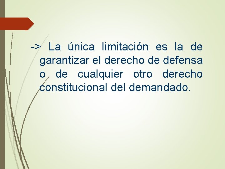 -> La única limitación es la de garantizar el derecho de defensa o de