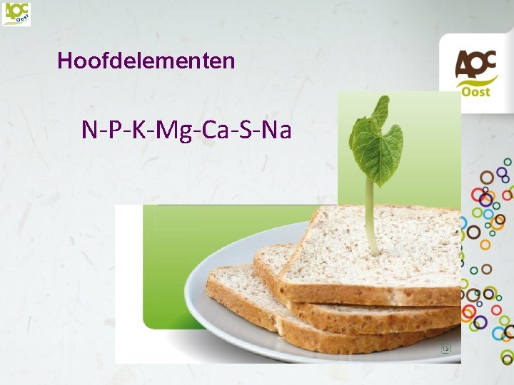 Hoofdelementen N-P-K-Mg-Ca-S-Na 