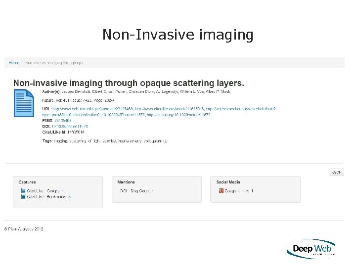 Non-Invasive imaging © 2012 Deep Web Technologies, Inc. 