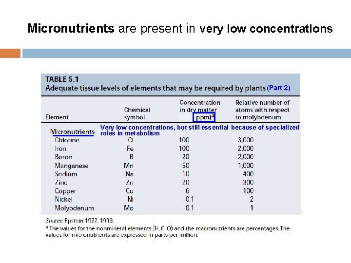 Micronutrients are present in very low concentrations (Part 2) Very low concentrations, but still