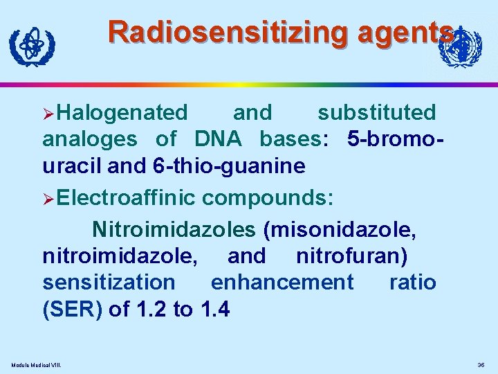 Radiosensitizing agents ØHalogenated and substituted analoges of DNA bases: 5 -bromouracil and 6 -thio-guanine