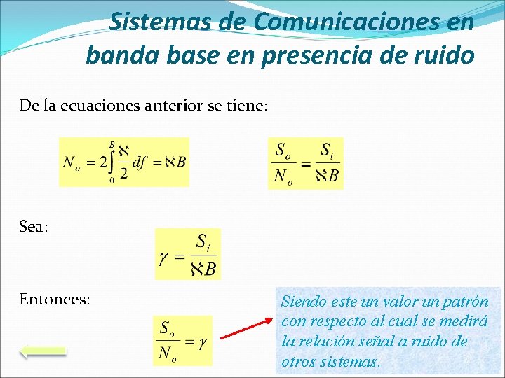 Sistemas de Comunicaciones en banda base en presencia de ruido De la ecuaciones anterior