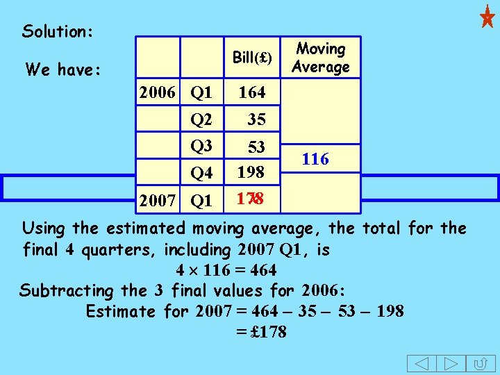 Solution: Bill(£) We have: 2006 Q 1 Q 2 Q 3 Q 4 2007