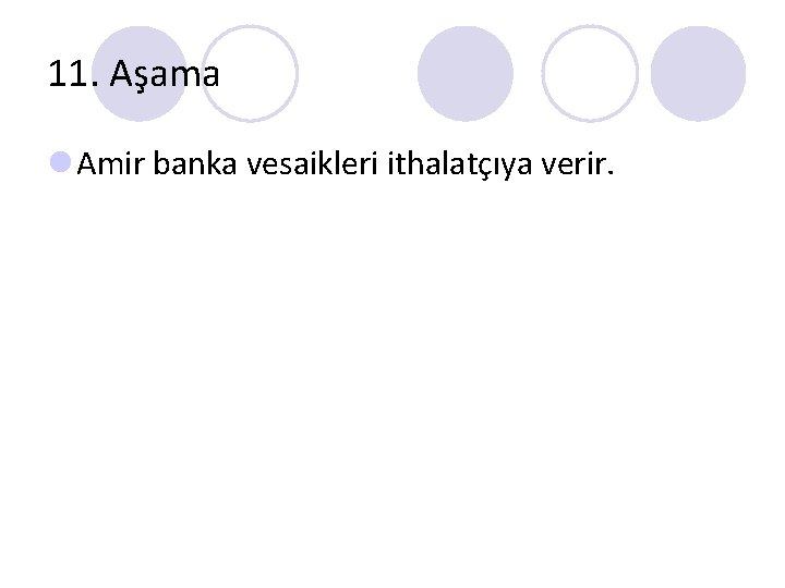 11. Aşama l Amir banka vesaikleri ithalatçıya verir. 