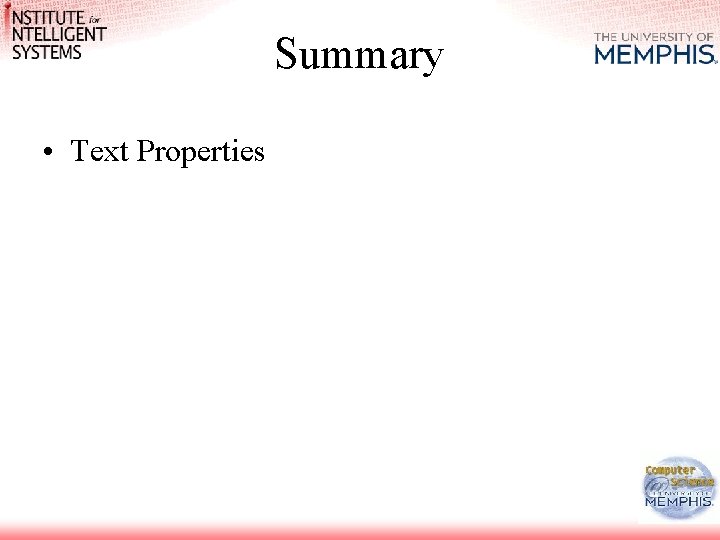 Summary • Text Properties 