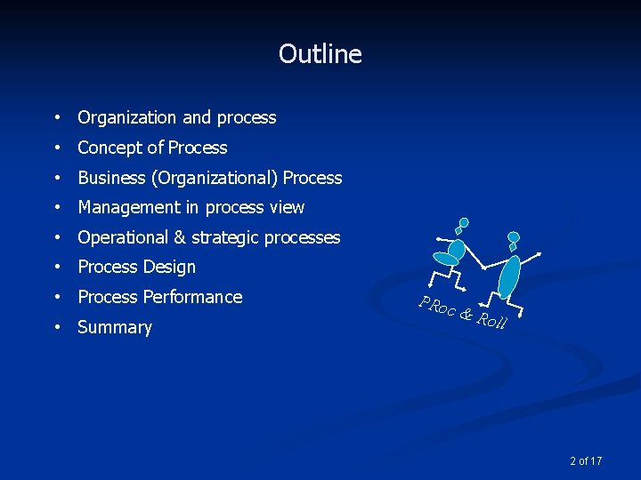 Outline • • Organization and process Concept of Process Business (Organizational) Process Management in