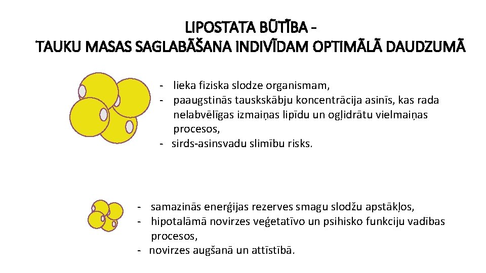 LIPOSTATA BŪTĪBA TAUKU MASAS SAGLABĀŠANA INDIVĪDAM OPTIMĀLĀ DAUDZUMĀ - lieka fiziska slodze organismam, -