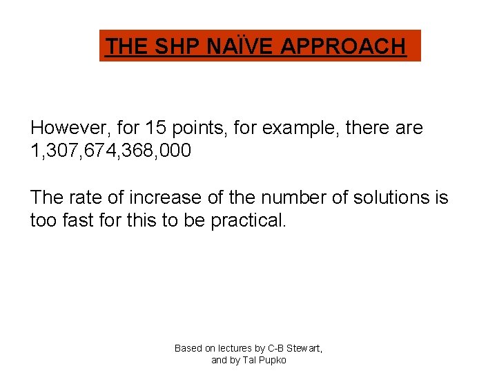 THE SHP NAÏVE APPROACH However, for 15 points, for example, there are 1, 307,