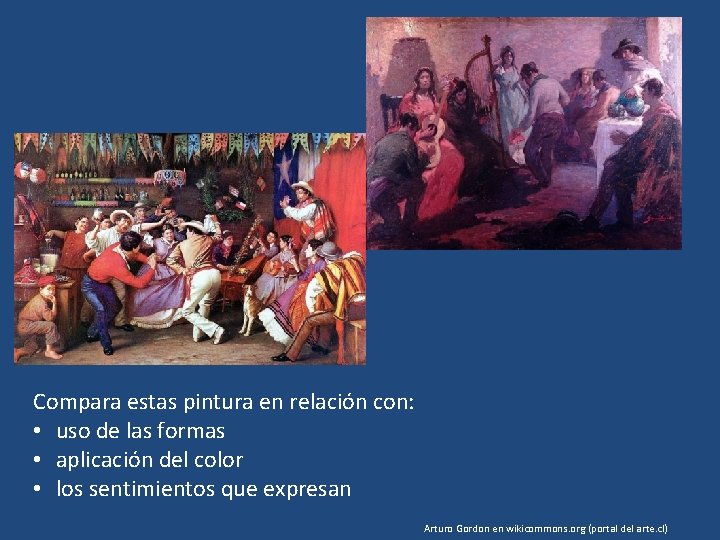 Compara estas pintura en relación con: • uso de las formas • aplicación del