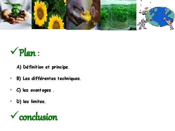 üPlan : A) Définition et principe. • B) Les différentes techniques. • C) les