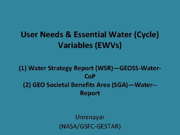 water cycle information report