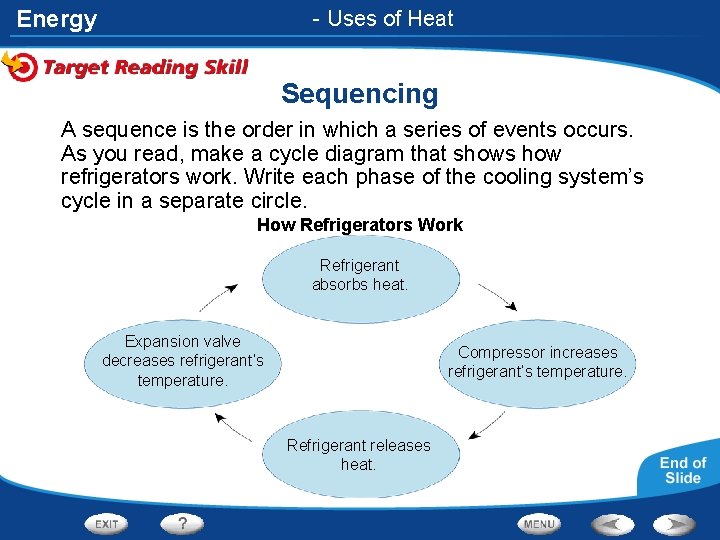 Energy - Uses of Heat Sequencing A sequence is the order in which a