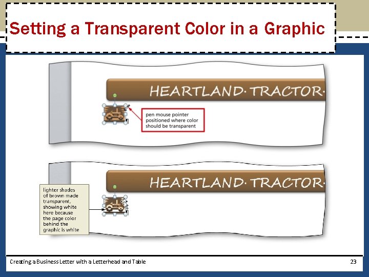 Setting a Transparent Color in a Graphic Creating a Business Letter with a Letterhead