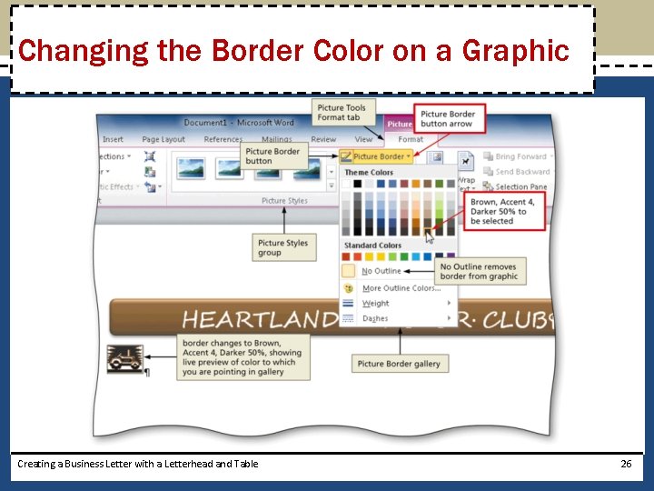 Changing the Border Color on a Graphic Creating a Business Letter with a Letterhead