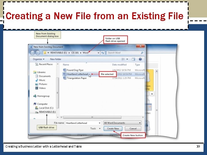 Creating a New File from an Existing File Creating a Business Letter with a
