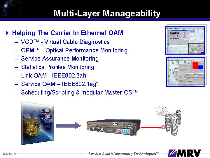 Multi-Layer Manageability 4 Helping The Carrier In Ethernet OAM – – – – Slide