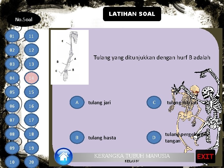 LATIHAN SOAL No. Soal 01 11 02 12 03 13 04 14 05 15