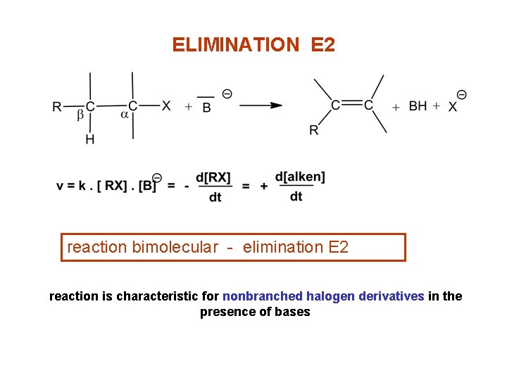 ELIMINATION E 2 reaction bimolecular - elimination E 2 reaction is characteristic for nonbranched