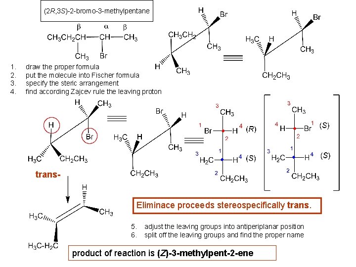 (2 R, 3 S)-2 -bromo-3 -methylpentane 1. 2. 3. 4. draw the proper formula