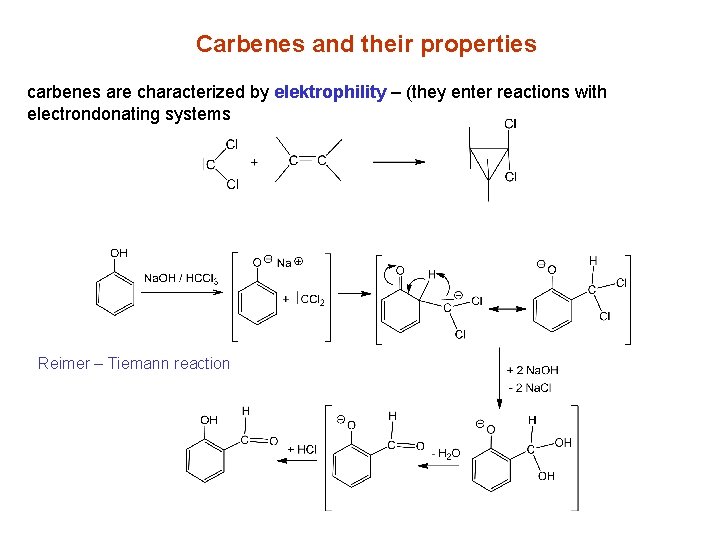 Carbenes and their properties carbenes are characterized by elektrophility – (they enter reactions with