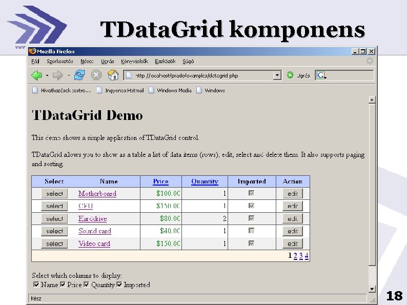 TData. Grid komponens 18 