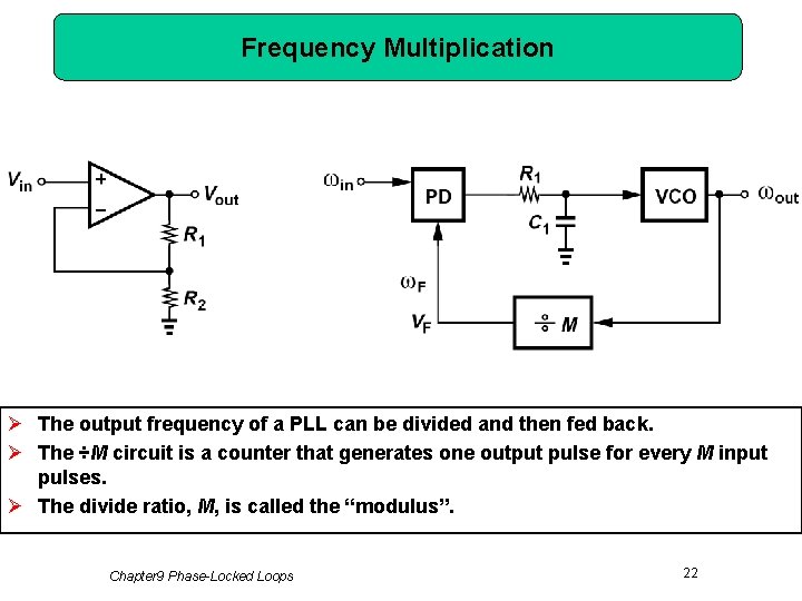 Frequency Multiplication Ø The output frequency of a PLL can be divided and then