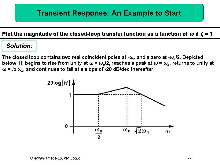 Transient Response: An Example to Start Plot the magnitude of the closed-loop transfer function