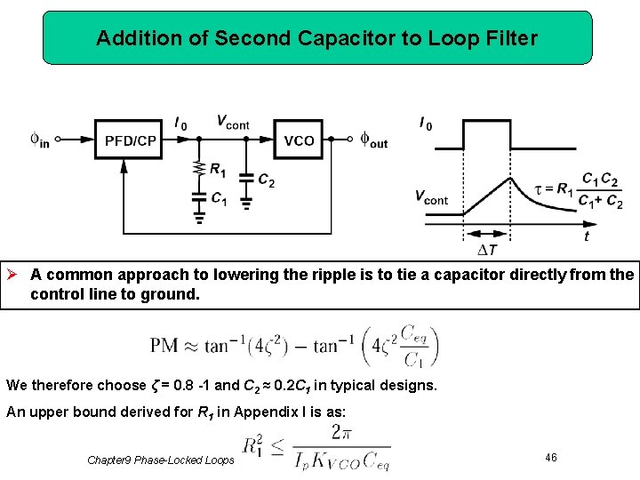 Addition of Second Capacitor to Loop Filter Ø A common approach to lowering the