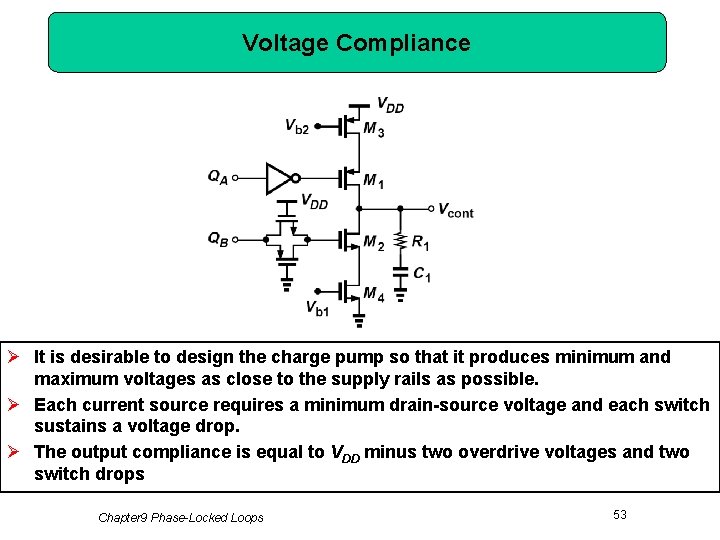 Voltage Compliance Ø It is desirable to design the charge pump so that it