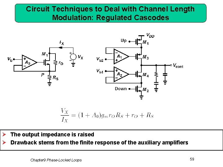 Circuit Techniques to Deal with Channel Length Modulation: Regulated Cascodes Ø The output impedance