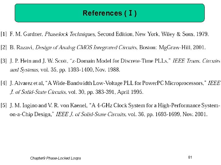 References (Ⅰ) Chapter 9 Phase-Locked Loops 81 