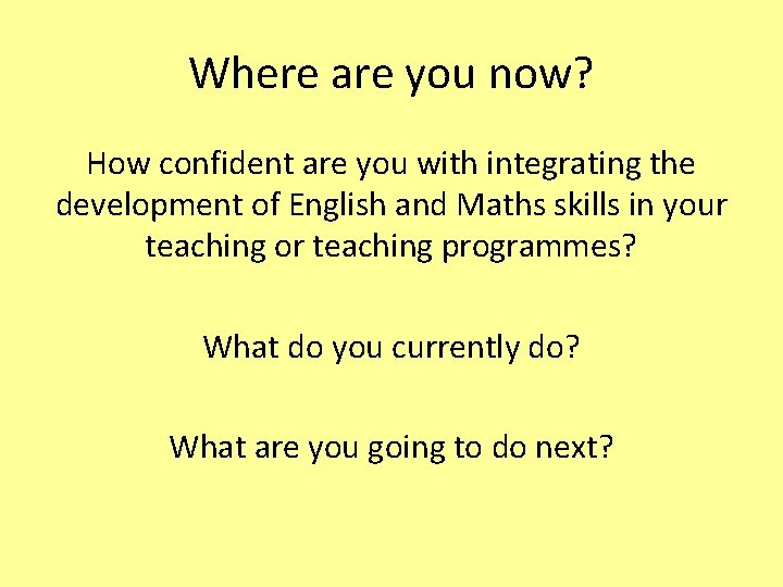 Where are you now? How confident are you with integrating the development of English