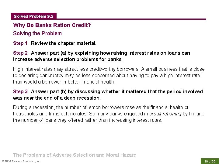 Solved Problem 9. 2 Why Do Banks Ration Credit? Solving the Problem Step 1