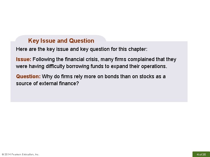 Key Issue and Question Here are the key issue and key question for this